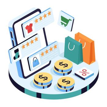 Shopping app interface with payment options vector