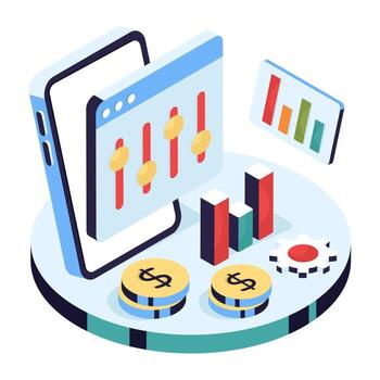 Mobile data visualization and financial analysis tools vector