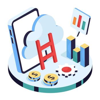 Cloud computing with financial visuals vector