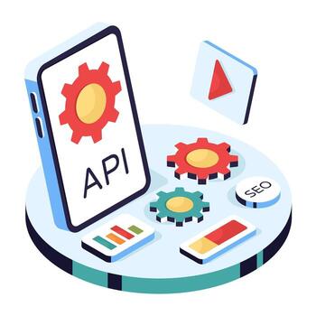 API and SEO management illustration vector