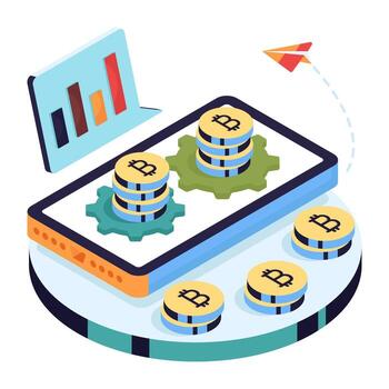 Mobile cryptocurrency management illustration vector