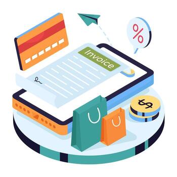 Invoice and payment processing illustration vector