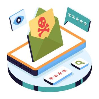 Phishing attack illustration on a smartphone vector