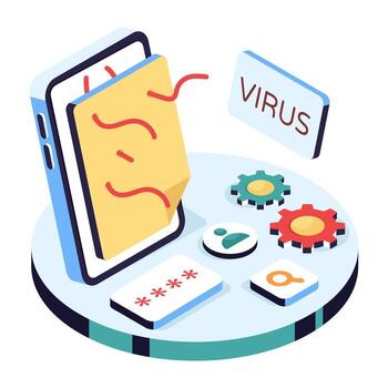 Mobile virus prevention tools and tips vector