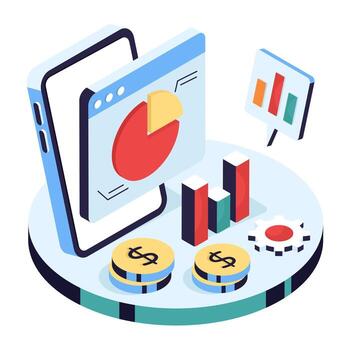 mobile financial analysis illustration vector