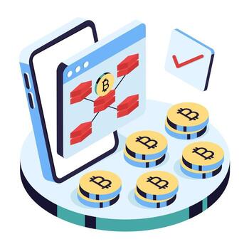 Cryptocurrency and blockchain technology illustration vector