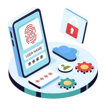 Mobile authentication with fingerprint and passwords vector