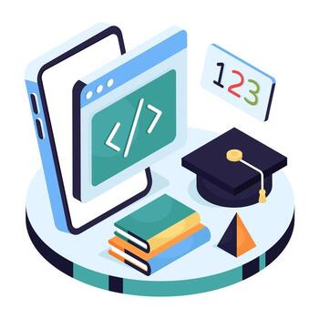 Digital education tools and coding elements vector