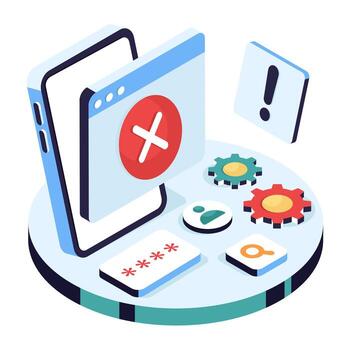 Smartphone error notification illustration vector