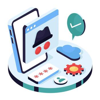 Digital illustration of online privacy tools vector