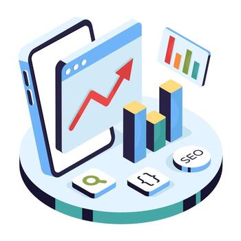 SEO growth analysis illustration vector