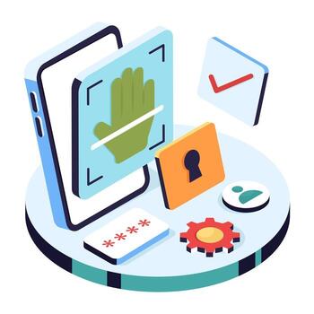 Smartphone with security features illustration vector