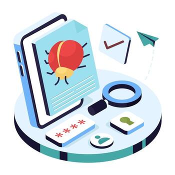 Bug report illustration with interface tools vector
