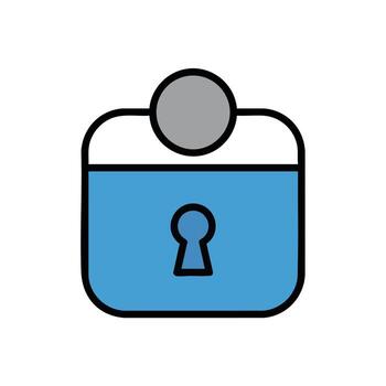 Digital Security and Privacy Symbol - Blue Lock with Keyhole. vector