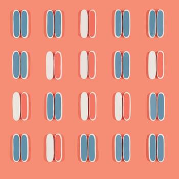 Symmetrical arrangement of stylized capsule objects. vector