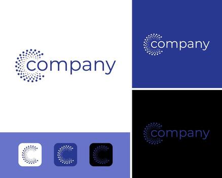 Abstract Circular Dotted Halftone Circle Dot Frame Connection Tech Logo Design Illustration vector