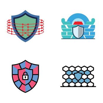 ciber seguridad proteger y cortafuegos íconos conjunto la seguridad cibernética bloquear vector