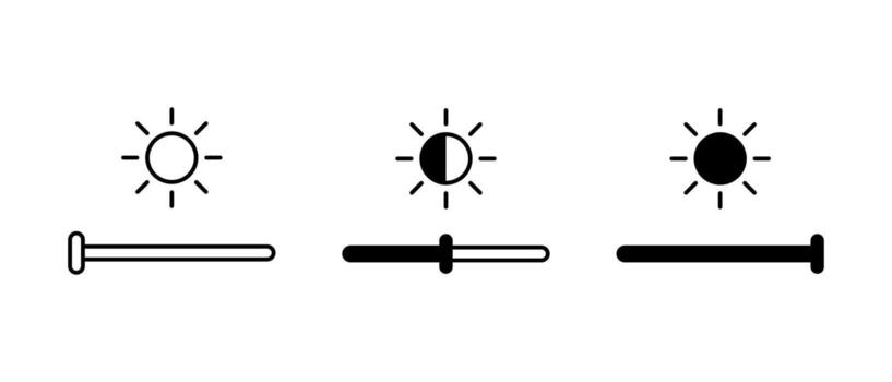 Display brightness slider icon. Monitor light level control symbol vector