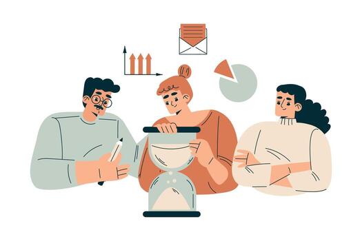 Team discussing time management strategies vector