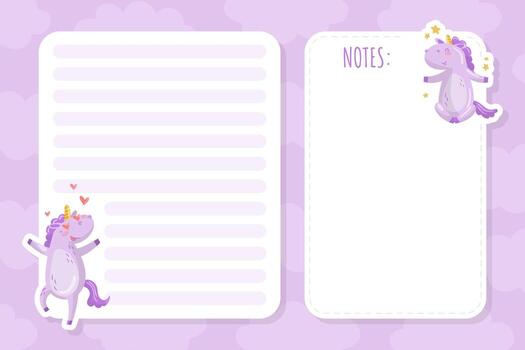 Cute Unicorn Character Empty Note Card Template vector