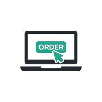 Simple Order e-Commerce Icon Template. Online Buy Click Pointer Flat Design. vector