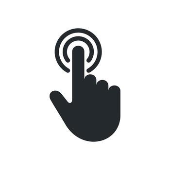 Simple Glyph Finger Click Pointer Icon Template Flat Illustration Design vector