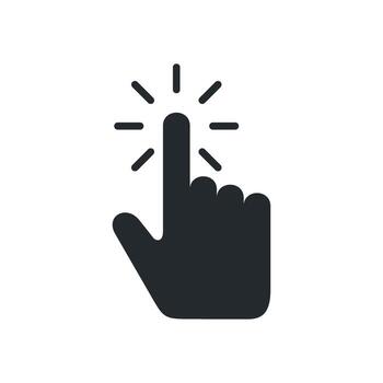 glifo dedo hacer clic puntero icono modelo plano ilustración diseño vector
