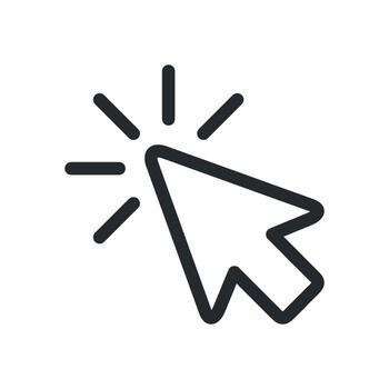 Line Art Style Arrow Click Pointer Icon Template Flat Illustration Design vector