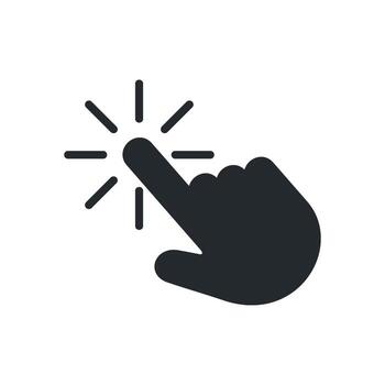 glifo Arte dedo hacer clic puntero icono modelo plano ilustración diseño vector