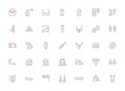 Light Line Style Accessory Icons with 35 Vectors High-Resolution Icons for Any Platform
