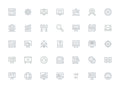 35 Light Line Icons for Visualization Graphics Clean Icon Set Icon Pack for UI Projects vector
