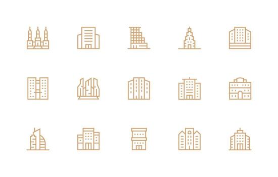 HighRise including 15 Regular Line Illustrations Clean Icon Set Icon Pack for UI Projects vector