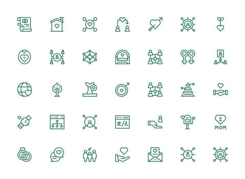 Relationship Set with 35 Regular Clean Line Icons Clear and Concise Icon Set Collection vector