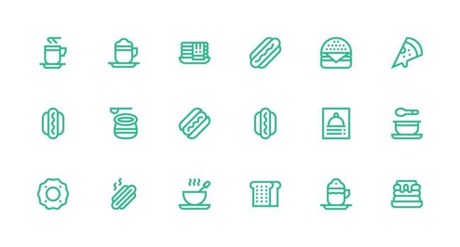 Diner Set with 18 Strong Stroke Line Icons Clean Icon Set Icon Pack for UI Projects vector