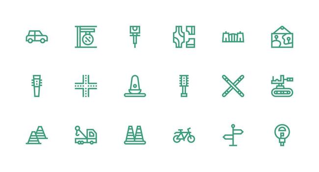 Strong Stroke Line Style Road Icons with 18 Vectors Core Icon Collection for Daily Tasks