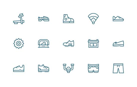 Running Visual Pack containing 15 Regular Line Icons Simple Icon Pack vector