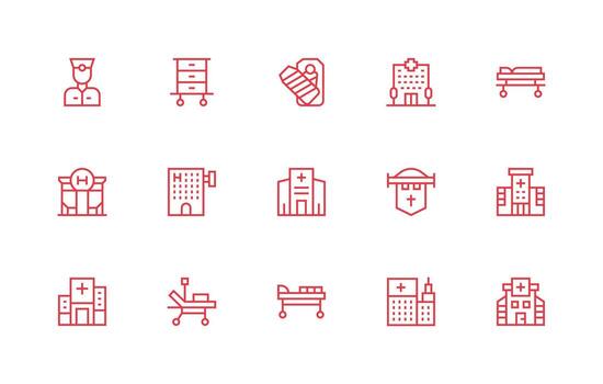 15 Regular Line Designs for Ward Icons Balanced Icon Set for Functional Design vector