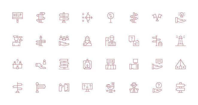 32 Thin Line Icons for Guidance Graphics Clean Icon Set Icon Pack for UI Projects vector