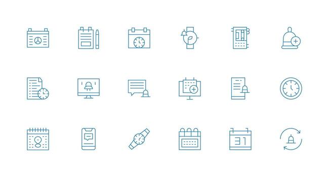 18 Icons for Reminder in Minimal Line Format User Interface Icons for Digital Products vector