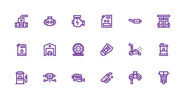 Motor Design Icons featuring 18 in Strong Stroke Line Style Interface Icons for Daily Use vector