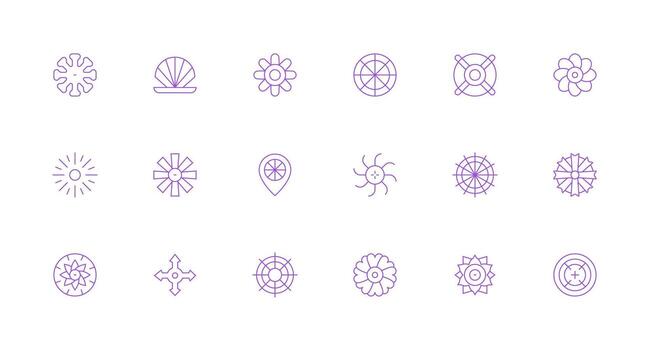 Radial featuring 18 Icons in Minimal Line Design Clean Icon Collection for Web Use vector
