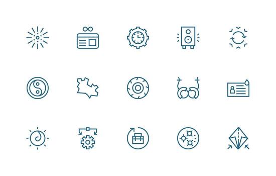 Regular Line Style Dynamic Icons with 15 Vectors Multi-Purpose Icon Set