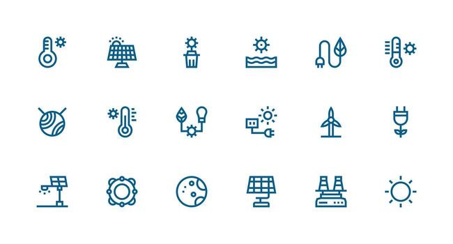 solar icono conjunto con 18 fuerte carrera línea gráficos píxel Perfecto icono conjunto vector