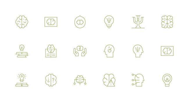 Brain featuring 18 Icons in Minimal Line Design User Interface Icons for Digital Products vector