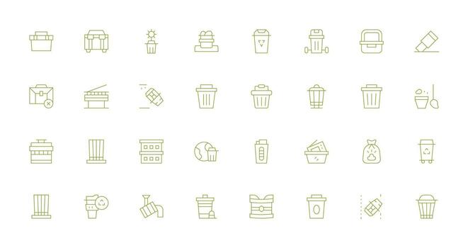Thin Line Style Bin Icons with 32 Vectors Simple Icons for Interface and Wireframes