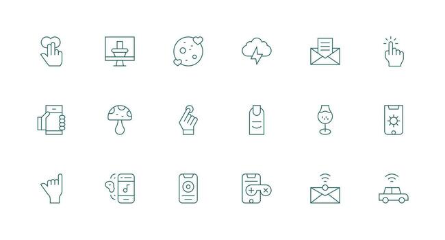 App Design Icons featuring 18 in Minimal Line Style Customizable Icon Series for Mobile Screens vector