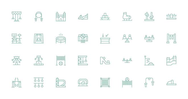 Playground Design Icons featuring 32 in Thin Line Style Simple Icons for Interface and Wireframes vector