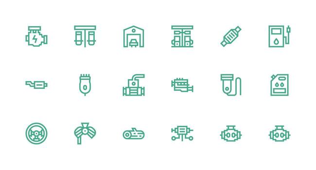 motor icono conjunto con 18 fuerte carrera línea gráficos todas dispositivo compatible icono conjunto vector