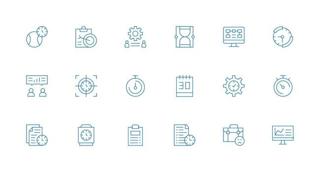 18 Minimal Line Vectors for Project Management Theme Flat Icon Set