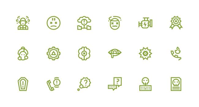 problema incluso 18 fuerte carrera línea ilustraciones núcleo icono colección para diario Tareas vector